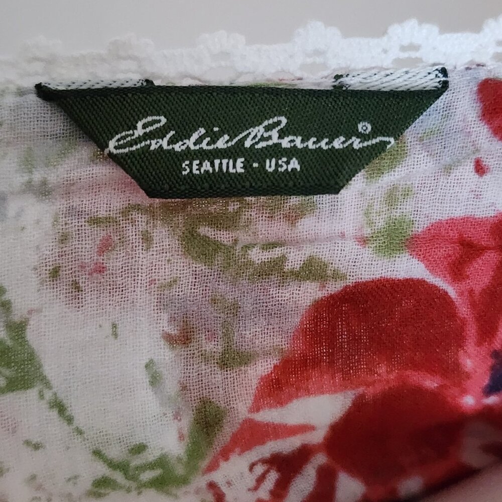 Eddie Bauer Dress Womens Size 8‎ Red White Blue Floral Lightweight 100% Cotton - Picture 5 of 7
